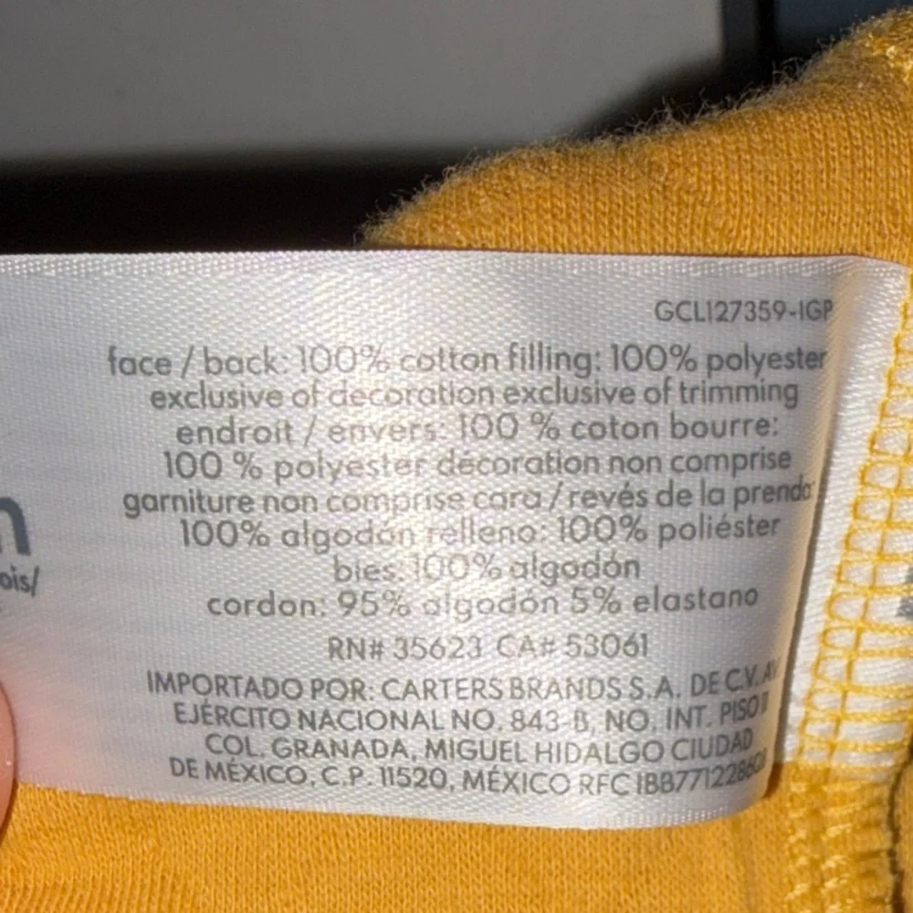 Carter's 3PC Set Yellow Quilted Vest with Striped Construction Outfit. Size 18 M - Picture 6 of 7